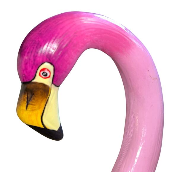 Vintage chalk wear flamingo heads hand painted figurines beach house - Picture 2 of 9